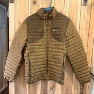 Mens Eddie Bauer EB700 Down-Green & Brown Puffer Jacket-Size S